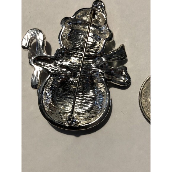 Vintage Brooch Enamel Snowman Candy Cane Pin Signed SFJ - Picture 5 of 6